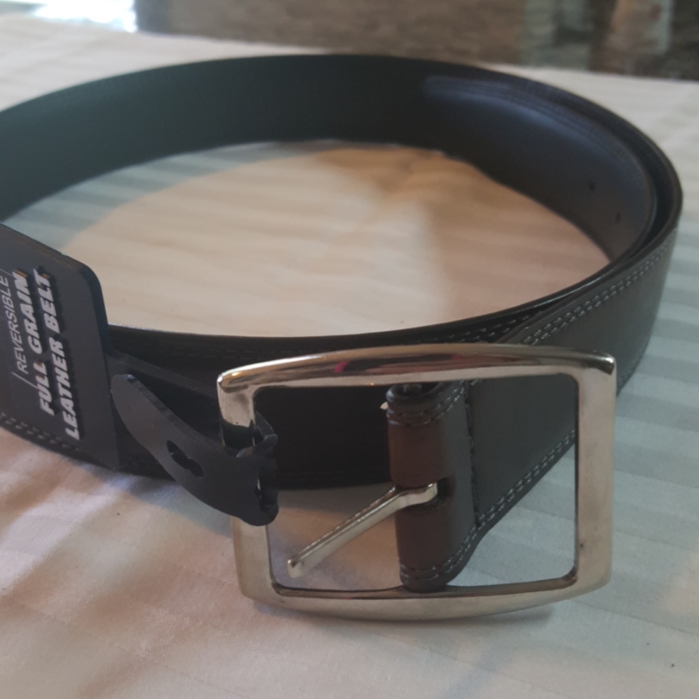 Men's reversible black/brown genuine leather 34